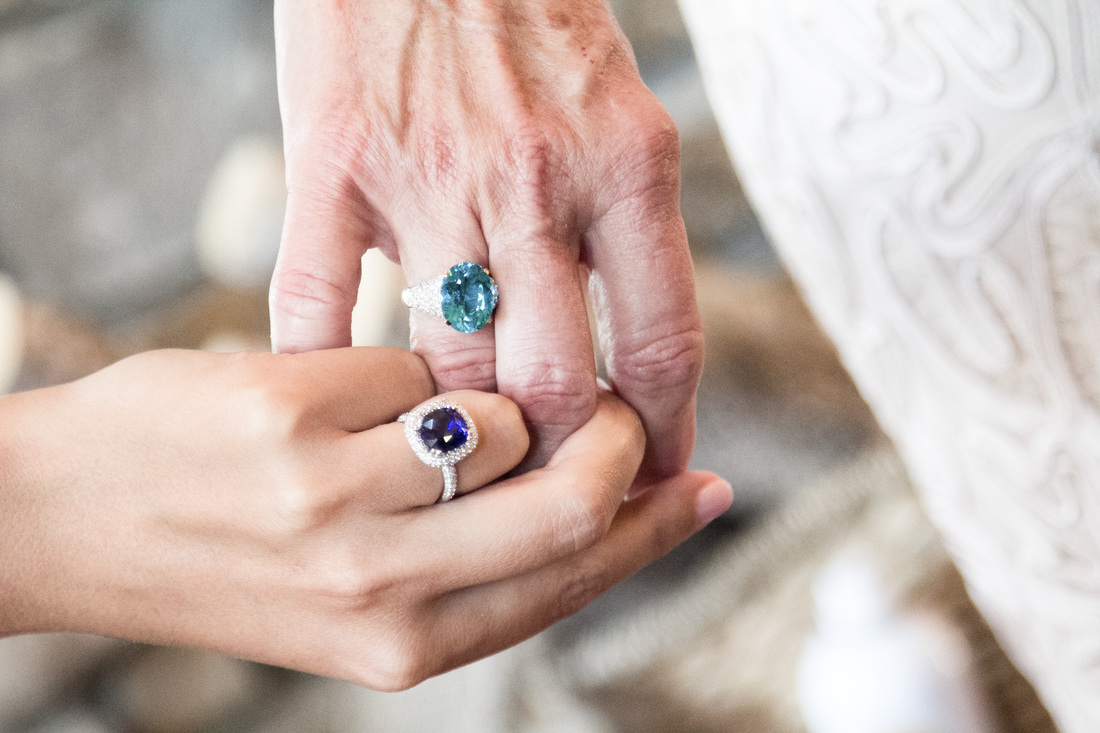Rachel Brooks Custom Fine Jewelry Sapphire Engagement Ring With Micro Pave Diamond Halo 